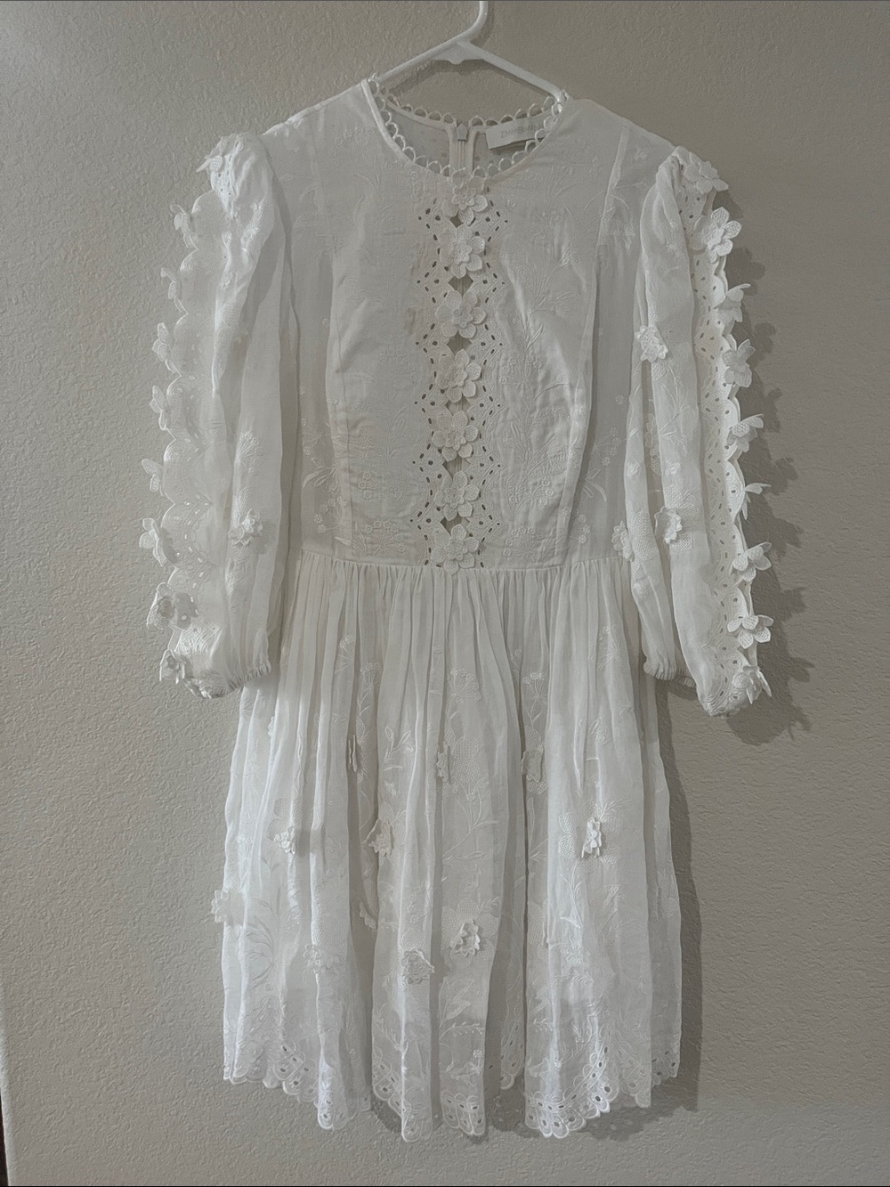 Zimmermann White Floral Eyelet Mini Dress